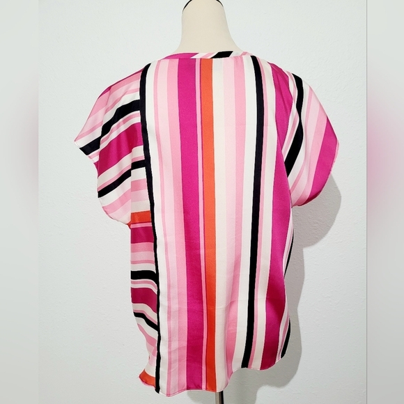 DKNY Women's Multi Colors Sleeveless Top Blouse Size Medium Tie Waist - Picture 5 of 11